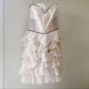 BCBG Max Azria Runway scallop silk strapless dress